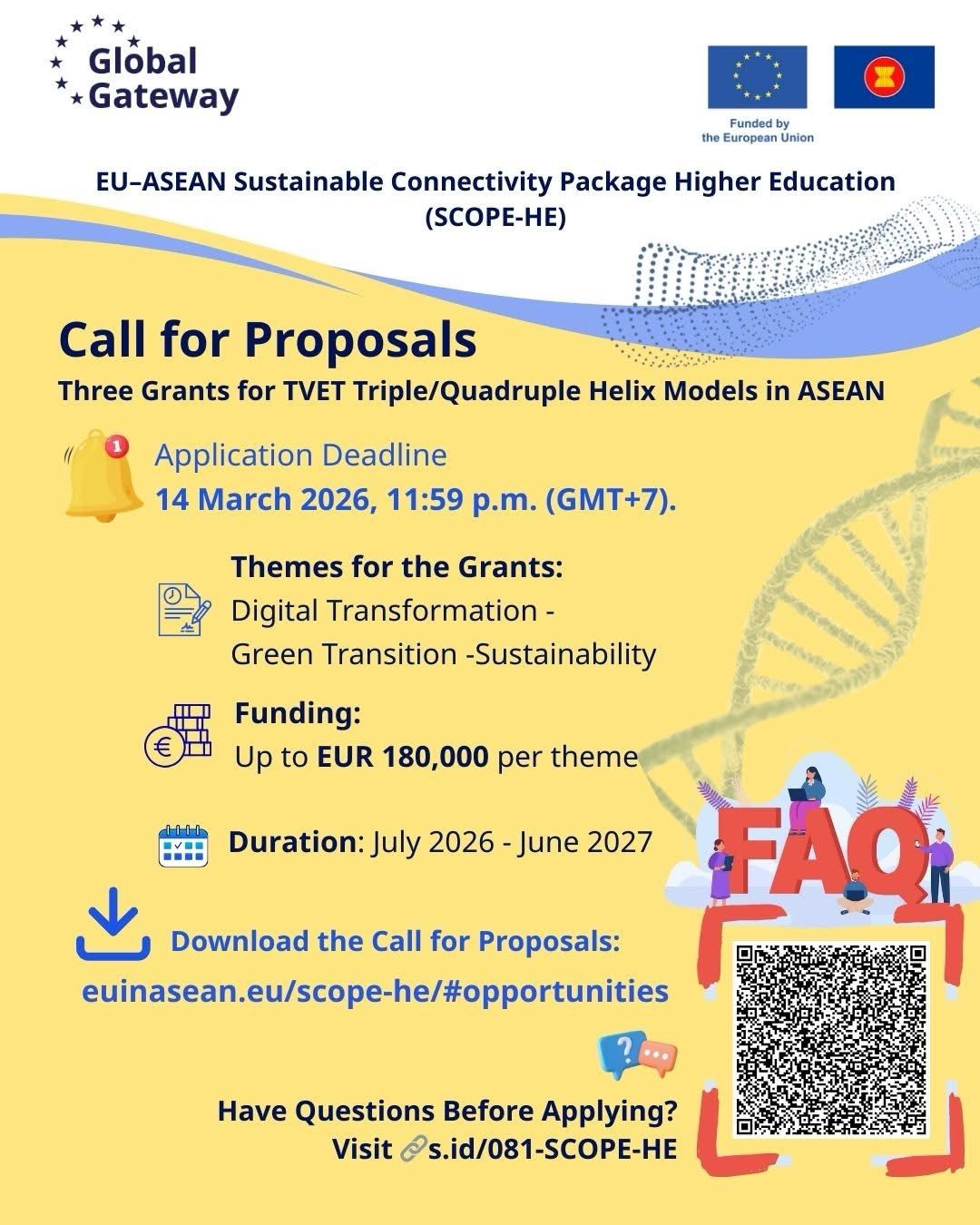 Call for Proposals: EU–ASEAN SCOPE-HE Grants